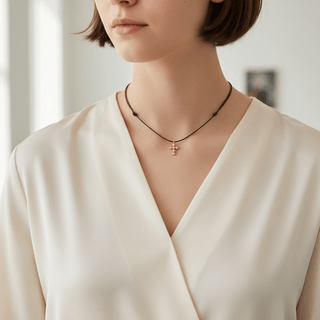 Dainty Cross Cord Necklace - Georgina Nicol