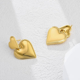 Double Heart Earrings Gold - Georgina Nicol