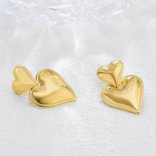 Double Heart Earrings Gold - Georgina Nicol