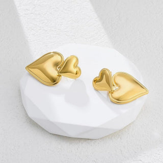 Double Heart Earrings Gold - Georgina Nicol