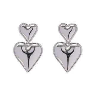Double Heart Earrings Silver - Georgina Nicol