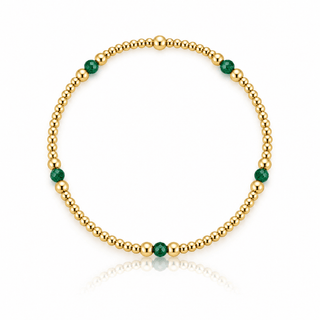 Emerald Crystal Gold Beaded Bracelet - Georgina Nicol