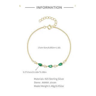 Emerald Cz Chain Bracelet - Georgina Nicol