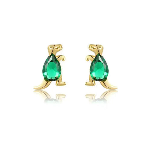 Emerald Dinosaur Stud Earrings - Georgina Nicol