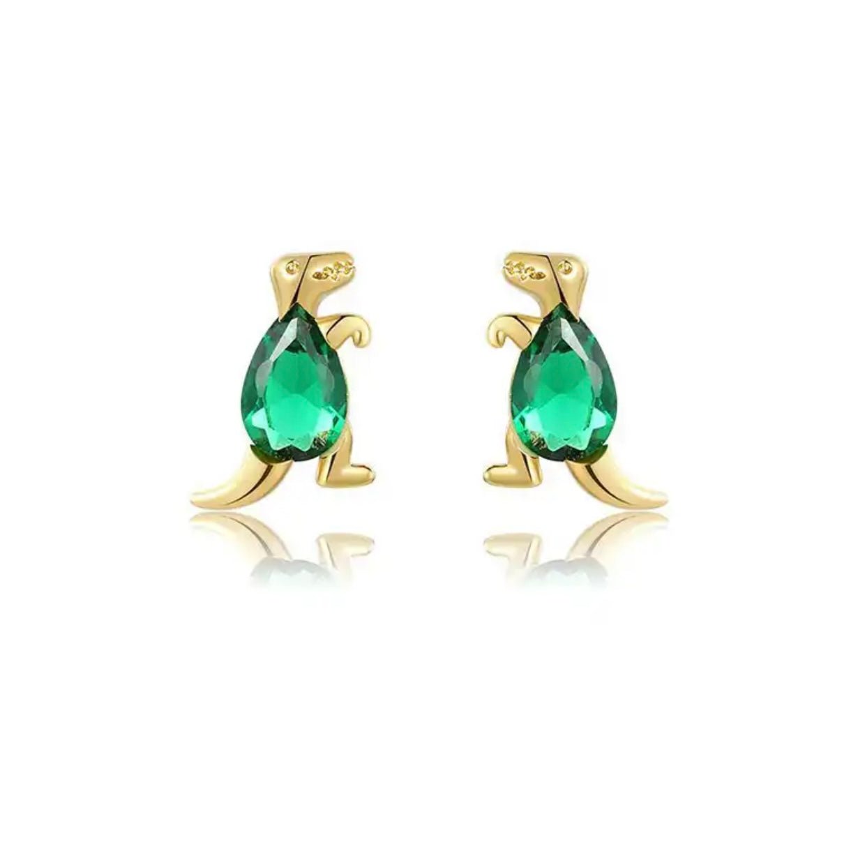 Emerald Dinosaur Stud Earrings - Georgina Nicol