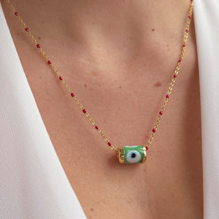 Energy Always Protected Green Evil Eye Necklace - Georgina Nicol