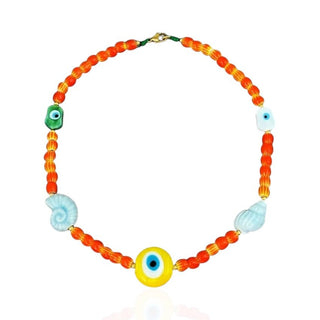 Energy, Protection & Clarity – Murano Evil Eye & Seashell Necklace - Georgina Nicol