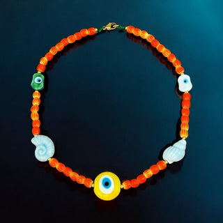 Energy, Protection & Clarity – Murano Evil Eye & Seashell Necklace - Georgina Nicol