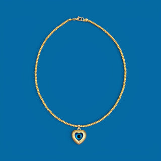 Evil Eye Heart Gold Hematite Beads Necklace - Georgina Nicol