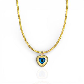 Evil Eye Heart Gold Hematite Beads Necklace - Georgina Nicol