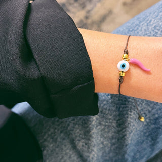 Evil Eye & Pink Cornicello Bracelet - Georgina Nicol