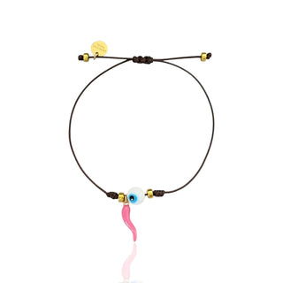 Evil Eye & Pink Cornicello Bracelet - Georgina Nicol