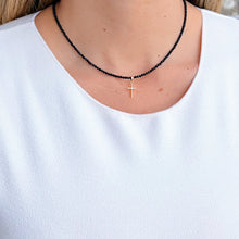 Load image into Gallery viewer, Faith &amp; Protection - Black Spinel Necklace with 14K Solid Gold Cross - Georgina Nicol
