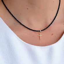 Load image into Gallery viewer, Faith &amp; Protection - Black Spinel Necklace with 14K Solid Gold Cross - Georgina Nicol
