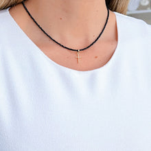 Load image into Gallery viewer, Faith &amp; Protection - Black Spinel Necklace with 14K Solid Gold Cross - Georgina Nicol
