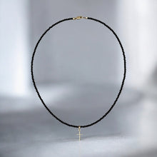 Load image into Gallery viewer, Faith &amp; Protection - Black Spinel Necklace with 14K Solid Gold Cross - Georgina Nicol
