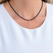 Load image into Gallery viewer, Faith &amp; Protection - Black Spinel Necklace with 14K Solid Gold Cross - Georgina Nicol

