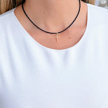 Load image into Gallery viewer, Faith &amp; Protection - Black Spinel Necklace with 14K Solid Gold Cross - Georgina Nicol
