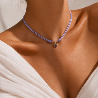 February Amethyst CZ Birthstone Cord Necklace - Georgina Nicol