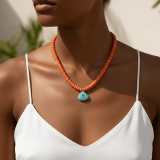 Fresh Energy & Abundance Green Gemstone Seashell Necklace - Georgina Nicol