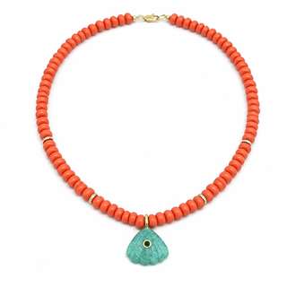 Fresh Energy & Abundance Green Gemstone Seashell Necklace - Georgina Nicol