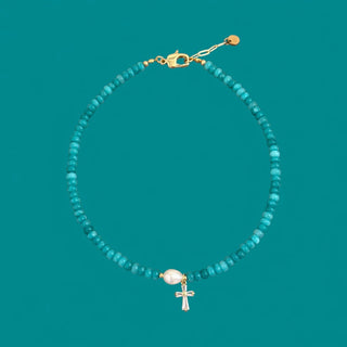 Freshwater Pearl CZ Cross Necklace - Georgina Nicol