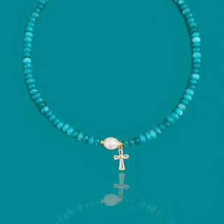 Freshwater Pearl CZ Cross Necklace - Georgina Nicol