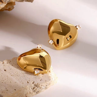 Gold Cz Heart Earrings - Georgina Nicol