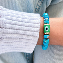 Load image into Gallery viewer, Good Energy Finds Me Easily — Turquoise Evil Eye Bracelet - Georgina Nicol
