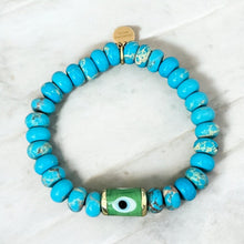 Load image into Gallery viewer, Good Energy Finds Me Easily — Turquoise Evil Eye Bracelet - Georgina Nicol
