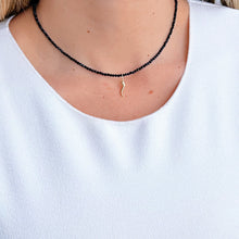 Load image into Gallery viewer, Good Luck &amp; Protection - Black Spinel Necklace with 14K Solid Gold Cornicello - Georgina Nicol
