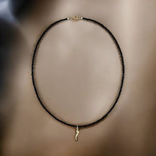 Load image into Gallery viewer, Good Luck &amp; Protection - Black Spinel Necklace with 14K Solid Gold Cornicello - Georgina Nicol
