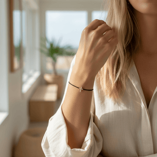 Gracefully Protected 14K Solid Gold Diamond Cross Bracelet - Georgina Nicol