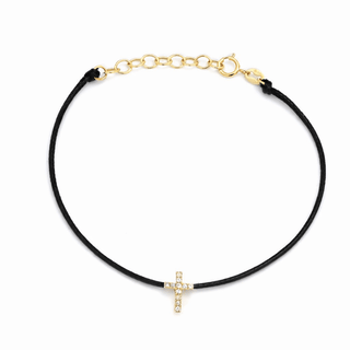 Gracefully Protected 14K Solid Gold Diamond Cross Bracelet - Georgina Nicol