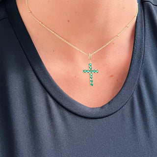 Green Cz Cross Necklace - Georgina Nicol