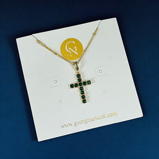 Green Cz Cross Necklace - Georgina Nicol