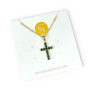Green Cz Cross Necklace - Georgina Nicol