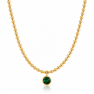 Green CZ Gold Beaded Necklace - Georgina Nicol