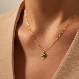 Green CZ Mushroom Necklace - Georgina Nicol