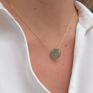 Green Disc Mini Paper Clip Chain Necklace - Georgina Nicol