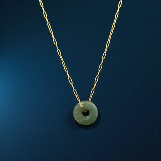 Green Disc Mini Paper Clip Chain Necklace - Georgina Nicol