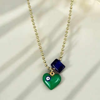 Green Enamel Heart Necklace - Georgina Nicol