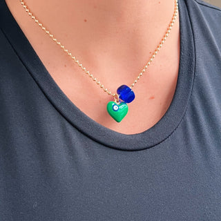 Green Enamel Heart Necklace - Georgina Nicol