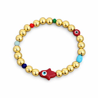 Hamsa Hand Gold Ball Bracelet - Georgina Nicol
