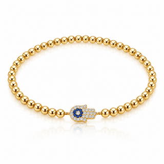 Hamsa Hand Gold Beaded Bracelet - Georgina Nicol