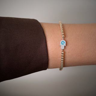 Hamsa Hand Gold Beaded Bracelet - Georgina Nicol