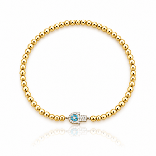 Hamsa Hand Gold Beaded Bracelet - Georgina Nicol