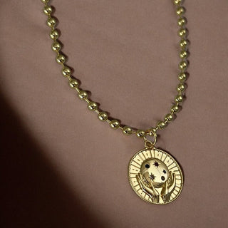 Hold the Universe Within – Gold Celestial Hands Necklace - Georgina Nicol