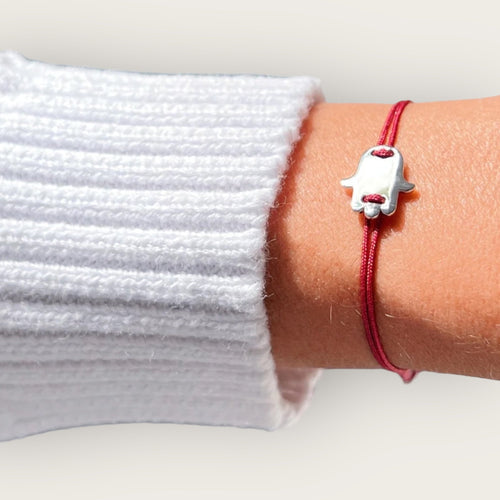 I Am a Magnet for Blessings — Hamsa Hand Silver Bracelet - Georgina Nicol