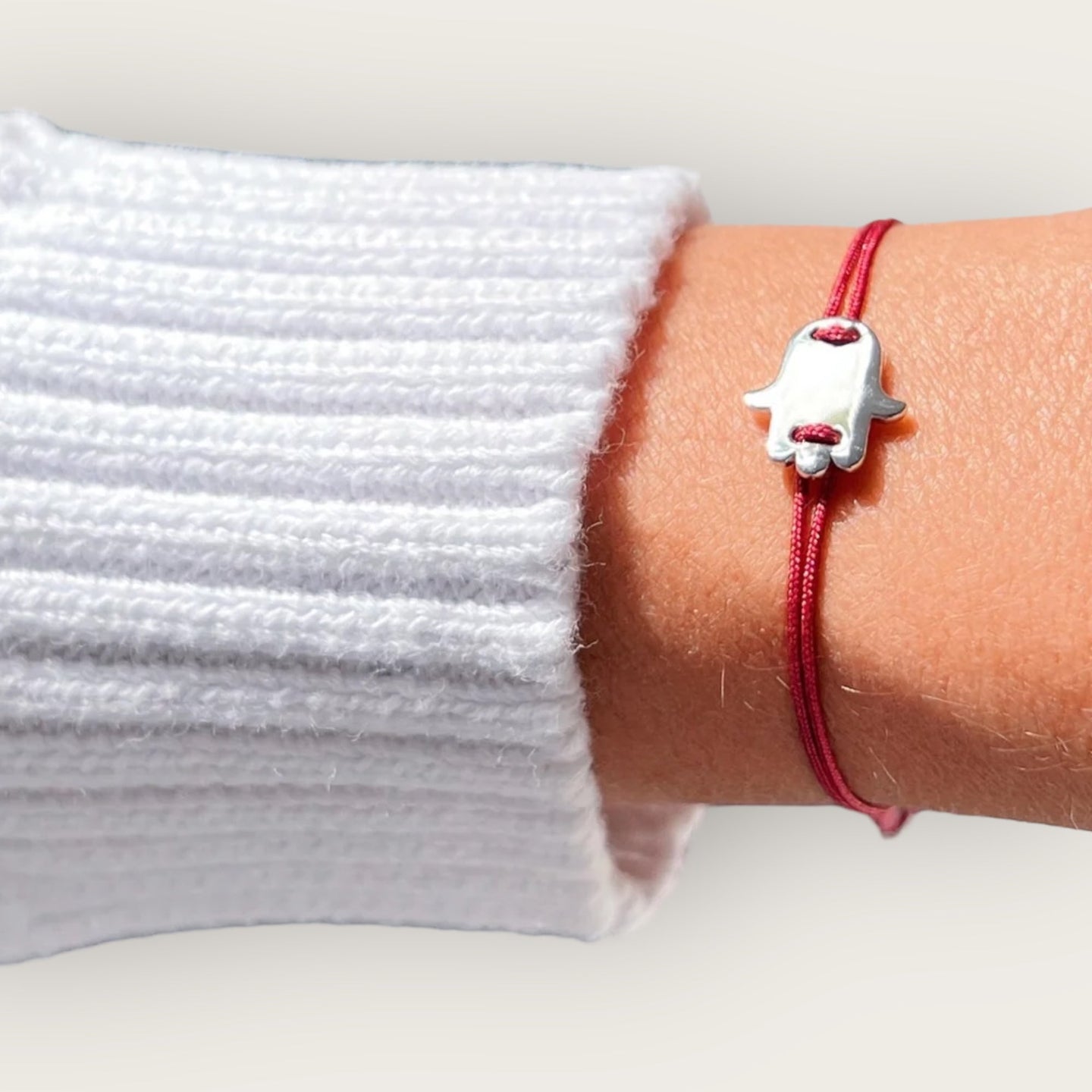 I Am a Magnet for Blessings — Hamsa Hand Silver Bracelet - Georgina Nicol